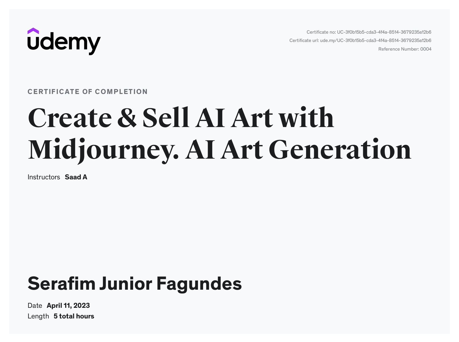 Create & Sell AI Art with Midjourney certificate