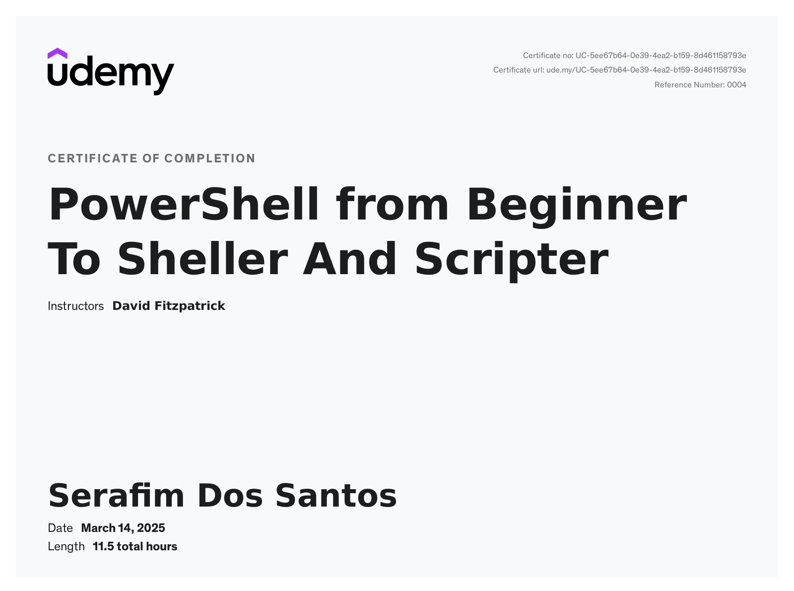 Powershell from Beginner to Sheller and Scripter certificate